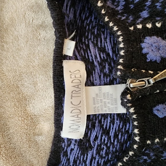 Nomadic Traders Black and Purple Knit Cardigan - Picture 2 of 2